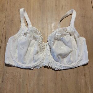 CHARNOS Bra US 38DDD UK 38E White Embroidered Underwire Bra Lace